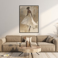 Beautiful Lady in White Dress Aesthetic Wall Art