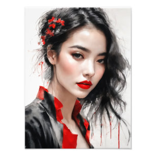 Beautiful Lady Ink Portrait Photo Print