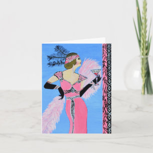 Beautiful lady invitation folded card