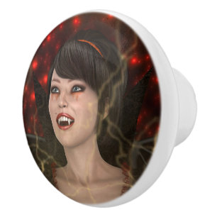 Beautiful Lady Vamp Perfect Halloween Witch Style Ceramic Knob
