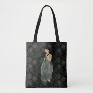 Beautiful Lady Wearing a Korean Hanbok  Tote Bag