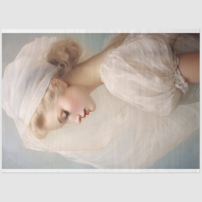 Beautiful Lady White Veil and Dress Decoupage Tissue Paper (Front)