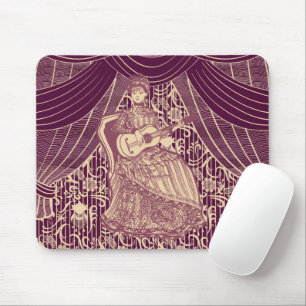 Beautiful lady with guitar mouse mat