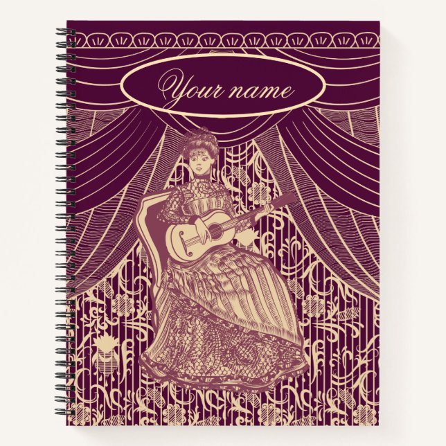 Beautiful lady with guitar notebook (Front)