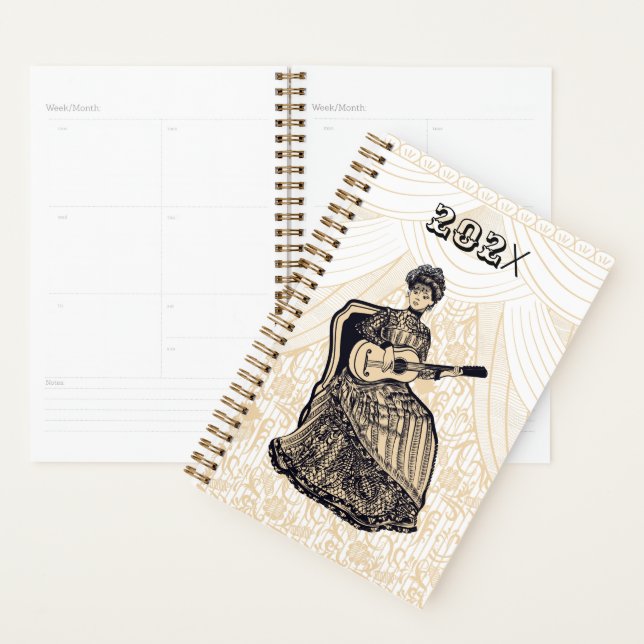 Beautiful lady with guitar planner (Display)