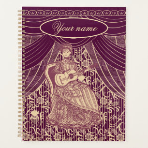 Beautiful lady with guitar planner