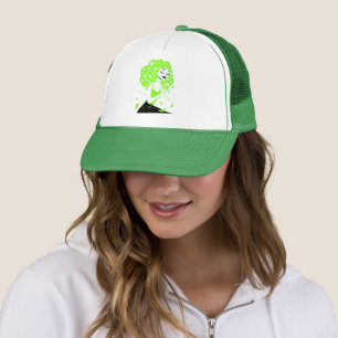 Beautiful lady with roses trucker hat