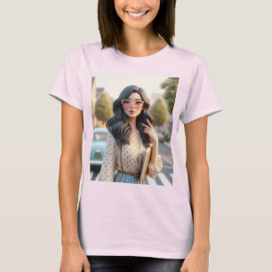 Beautiful Lady with Wavy Hair 3 T-Shirt