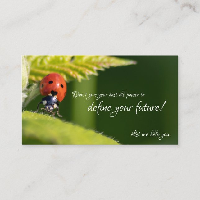 Beautiful ladybug with motivational quote business card (Front)
