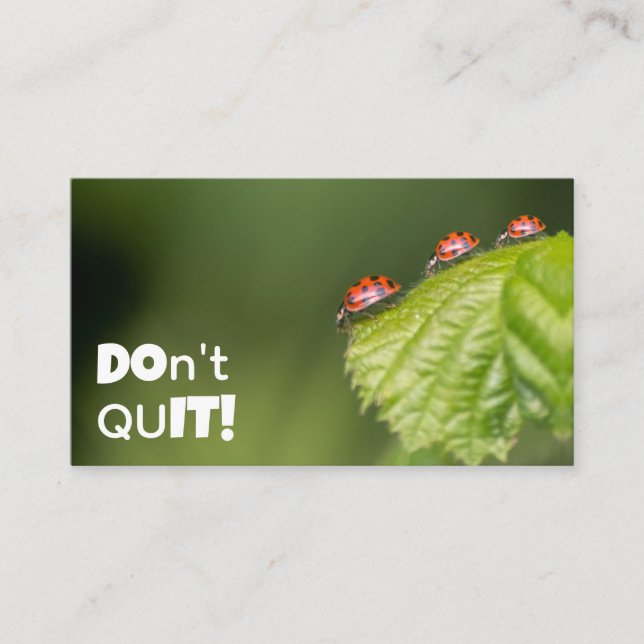 Beautiful ladybugs with motivational quote business card (Front)
