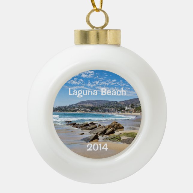Beautiful Laguna Beach Ceramic Ball Christmas Ornament (Front)