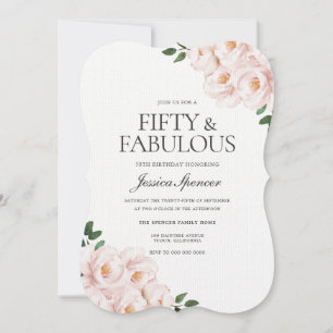 Beautiful Laid Blush Pink Elegant 50th Birthday Invitation