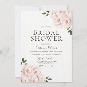 Beautiful Laid Blush Pink Elegant Bridal Shower Invitation