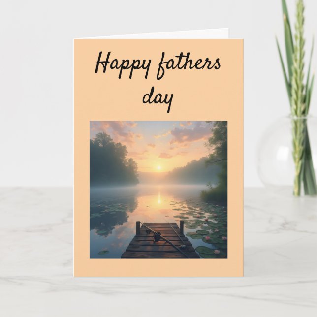 Beautiful lake and dock at sunrise thank you card (Front)