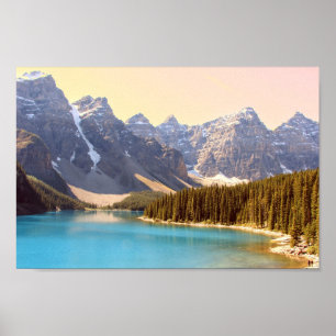 Beautiful Lake Moraine and The Mountains in Canada Poster