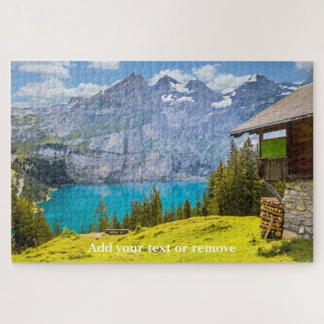 Beautiful Lake Oeschinen, mountains, Switzerland, Jigsaw Puzzle (Horizontal)