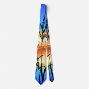 Beautiful Lake Sunset - Mirror - Original Painting Tie