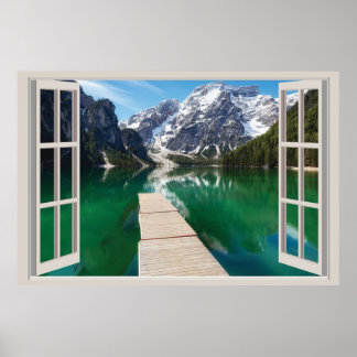 Beautiful Lake Through Window Poster, Window Lakeh Poster