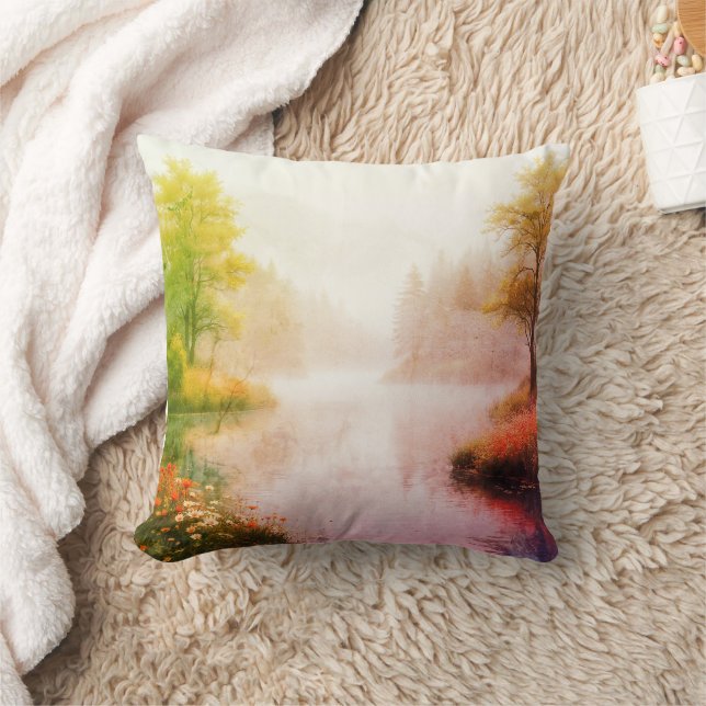 Beautiful Lake Throw Pillow (Blanket)