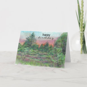 Beautiful Landscape Art Trees Happy Birthday Card