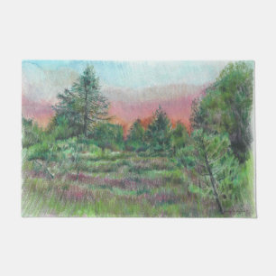 Beautiful Landscape Art Trees Pink Sky Doormat