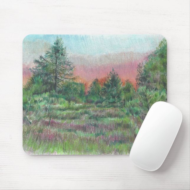 Beautiful Landscape Art Trees Pink Sky Night Mouse Mat (With Mouse)