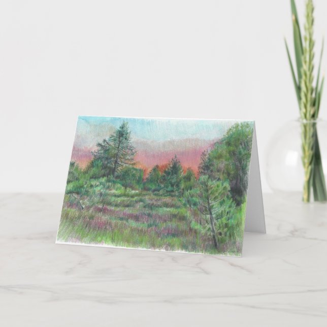 Beautiful Landscape Art Trees Pink Thank You Card (Front)