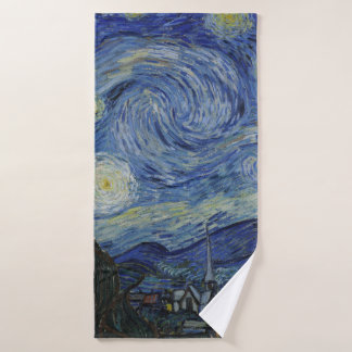 Beautiful Landscape Blue Night Sky Golden Stars Bath Towel Set