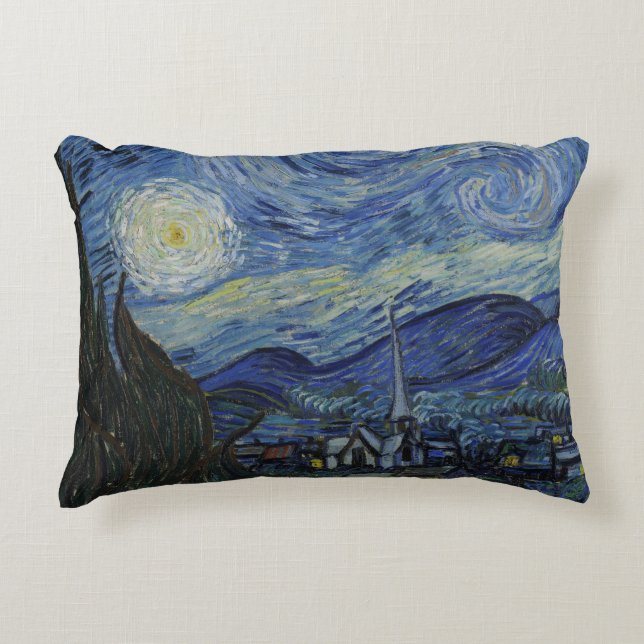Beautiful Landscape Blue Night Sky Golden Stars Decorative Cushion (Front)