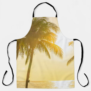 Beautiful landscape of sea ocean with silhouette c apron