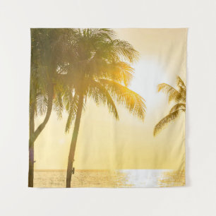 Beautiful landscape of sea ocean with silhouette c tapestry