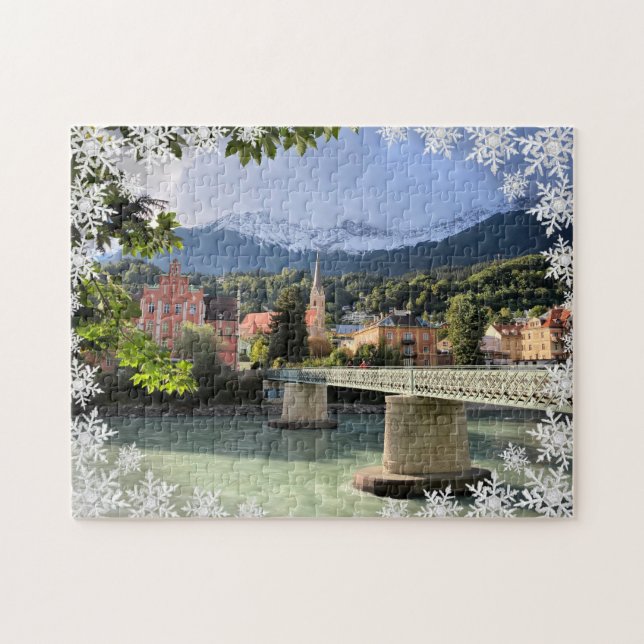 Beautiful Landscape Photo Snowflake Overlay Puzzle (Horizontal)