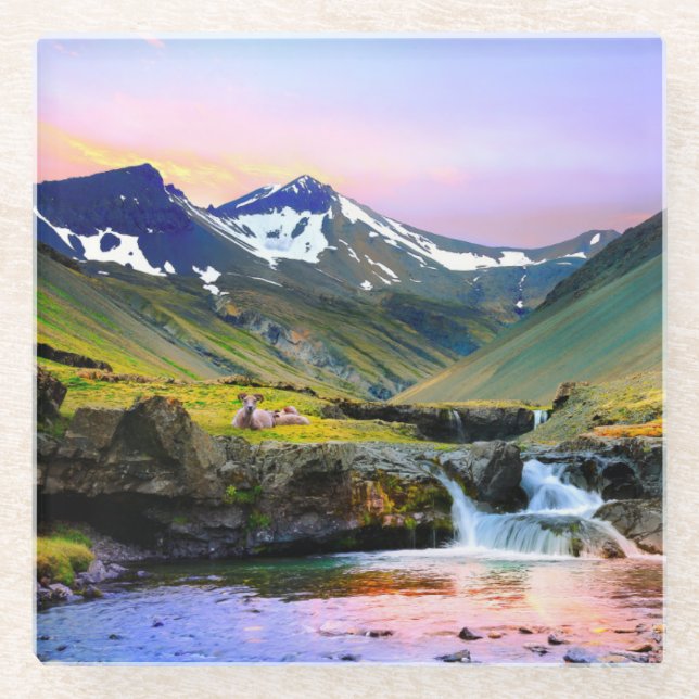 Beautiful Landscape Scenery of Iceland Glass Coaster (Front)