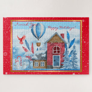 Beautiful Landscape With Snowman Customise Jigsaw Puzzle