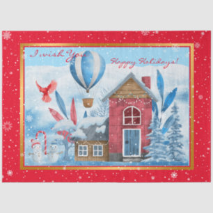 Beautiful Landscape With Snowman Customise Tissue Paper