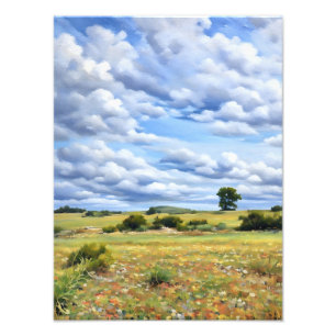 Beautiful Landscape With Vibrant Wildflowers Photo Print