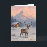 Beautiful landscape Xmas card<br><div class="desc">The front of the card is a beautiful winter landscape featuring a male reindeer. 
Message inside says Season's Greetings</div>