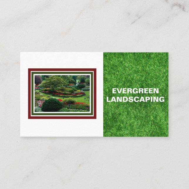 Beautiful Landscaping Lawn Photo Business Card (Front)