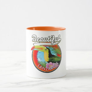 Beautiful Lanzarote travel patch. Mug