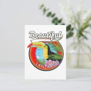 Beautiful Lanzarote travel patch. Postcard