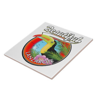 Beautiful Lanzarote travel patch. Tile
