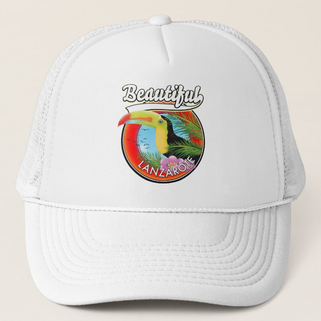 Beautiful Lanzarote travel patch. Trucker Hat (Front)