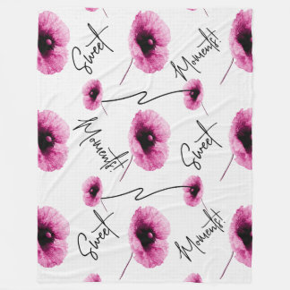 Beautiful Large Pink Floral Fleece Blanket