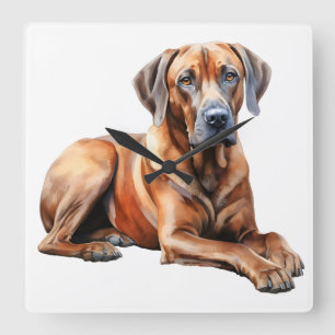 BEAUTIFUL LARGE RHODESIAN RIDGEBACK DOG SQUARE WALL CLOCK