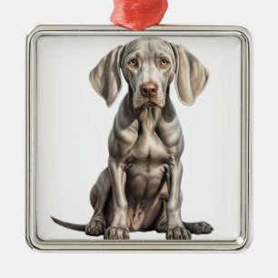 BEAUTIFUL LARGE WEIMERANER PUPPY DOG METAL TREE DECORATION