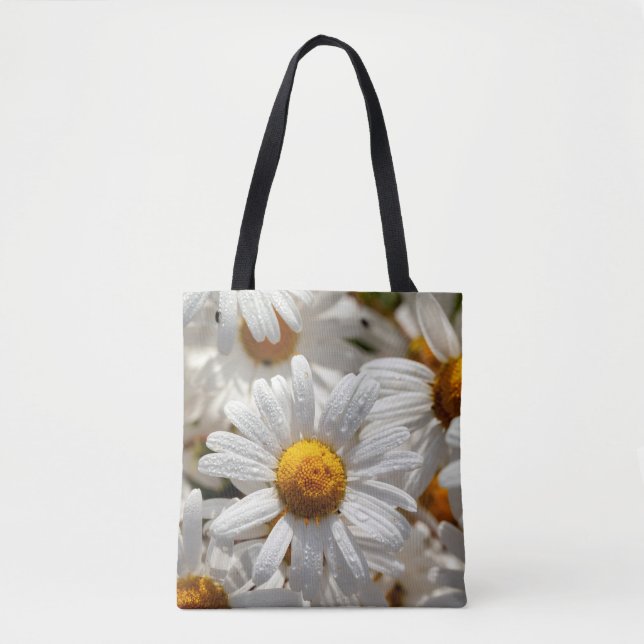 Beautiful large wild daisies with water drops tote bag (Front)