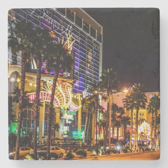 Beautiful Las Vegas Strip at Night Stone Coaster (Front)