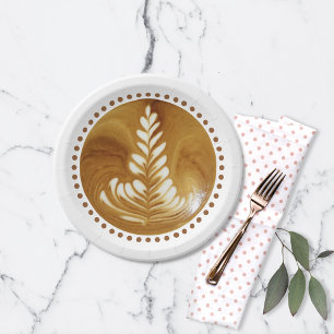 Beautiful Latte Floral Leaf Art Tree Paper Plate