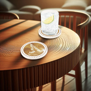 Beautiful Latte Floral Leaf Art Tree sandstone Coaster