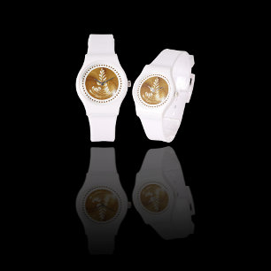Beautiful Latte Floral Leaf Art Tree White Watch